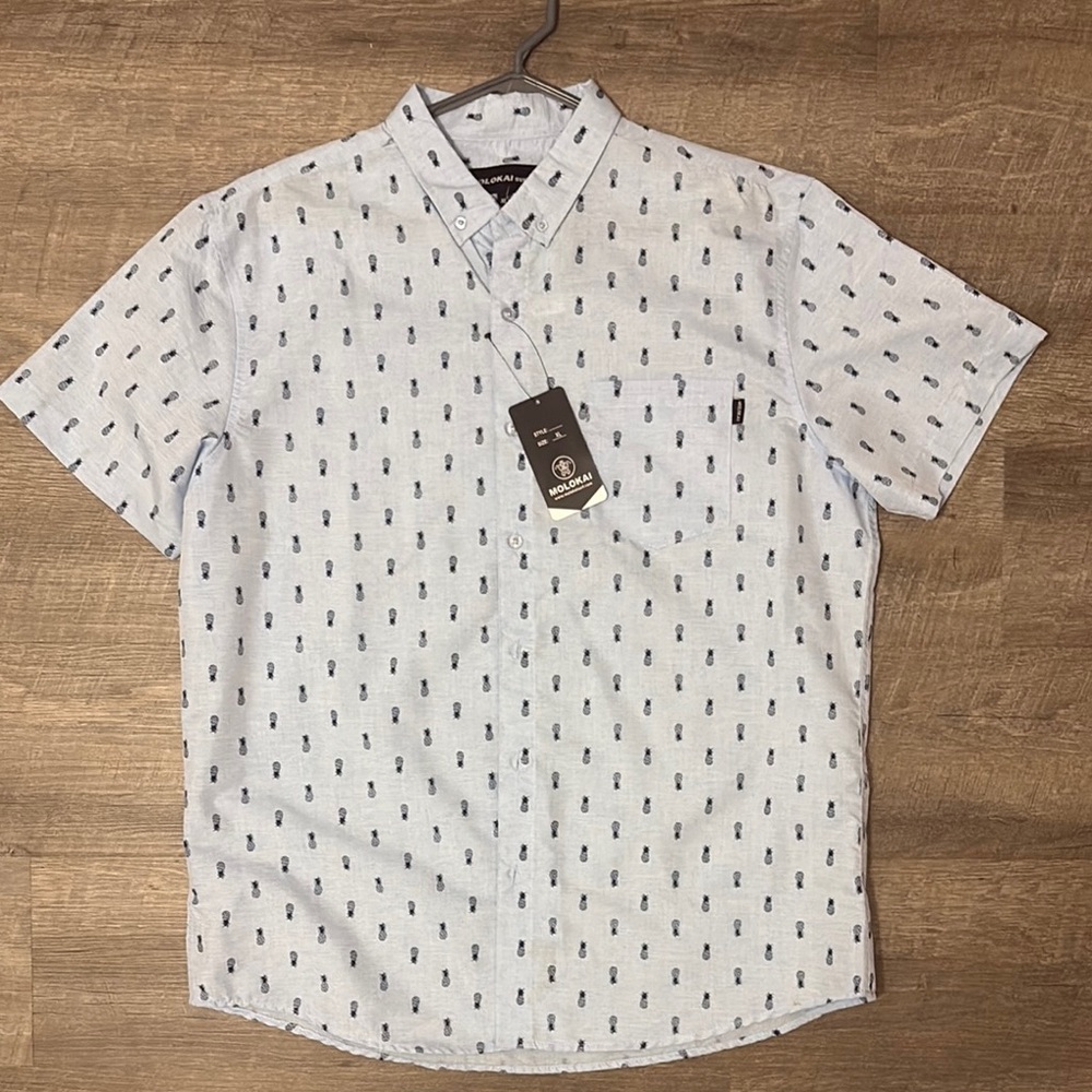 Lokai White and Blue Casual Button Down Shirt